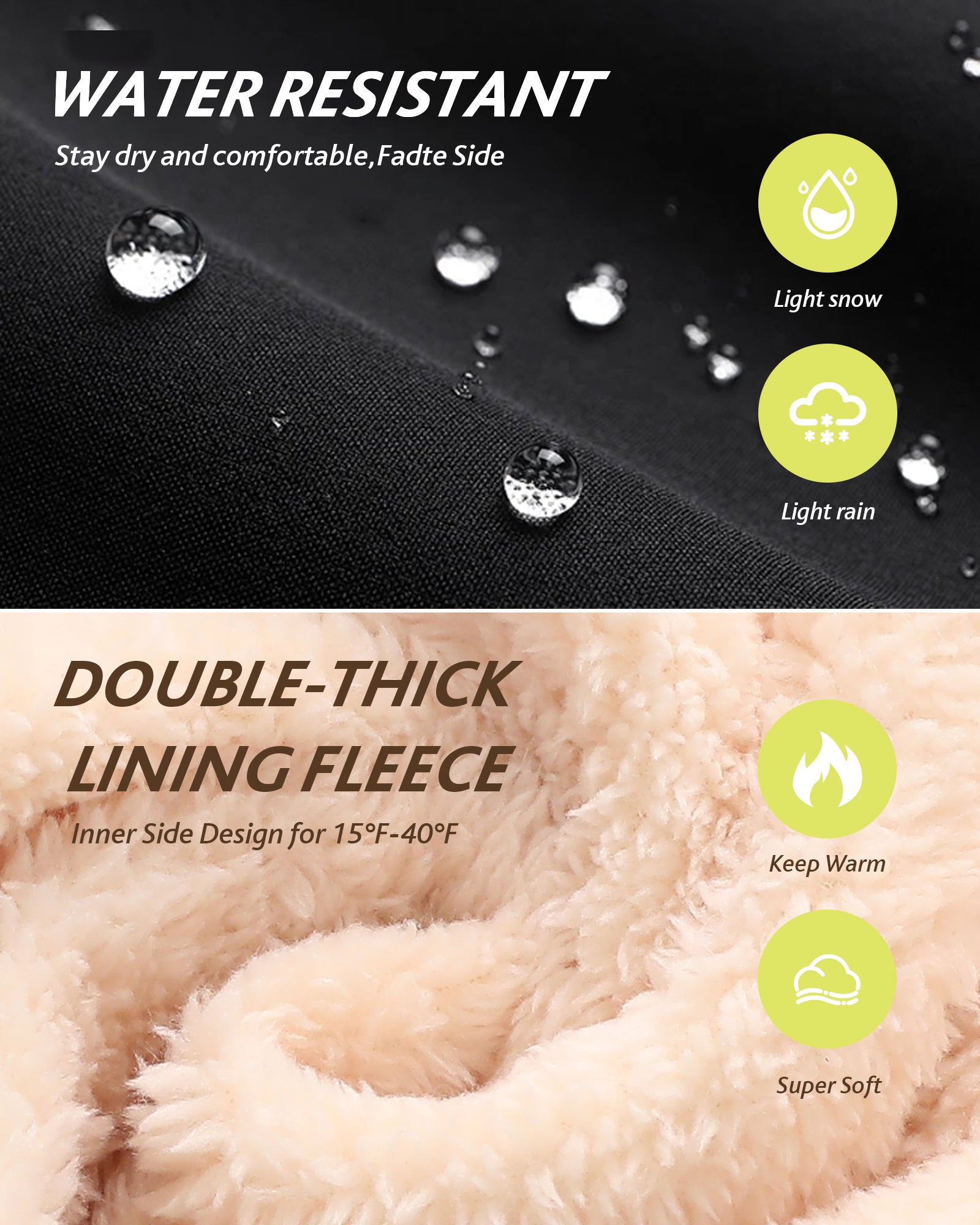 Water Resistant Fleece Lined Leggings with Pockets