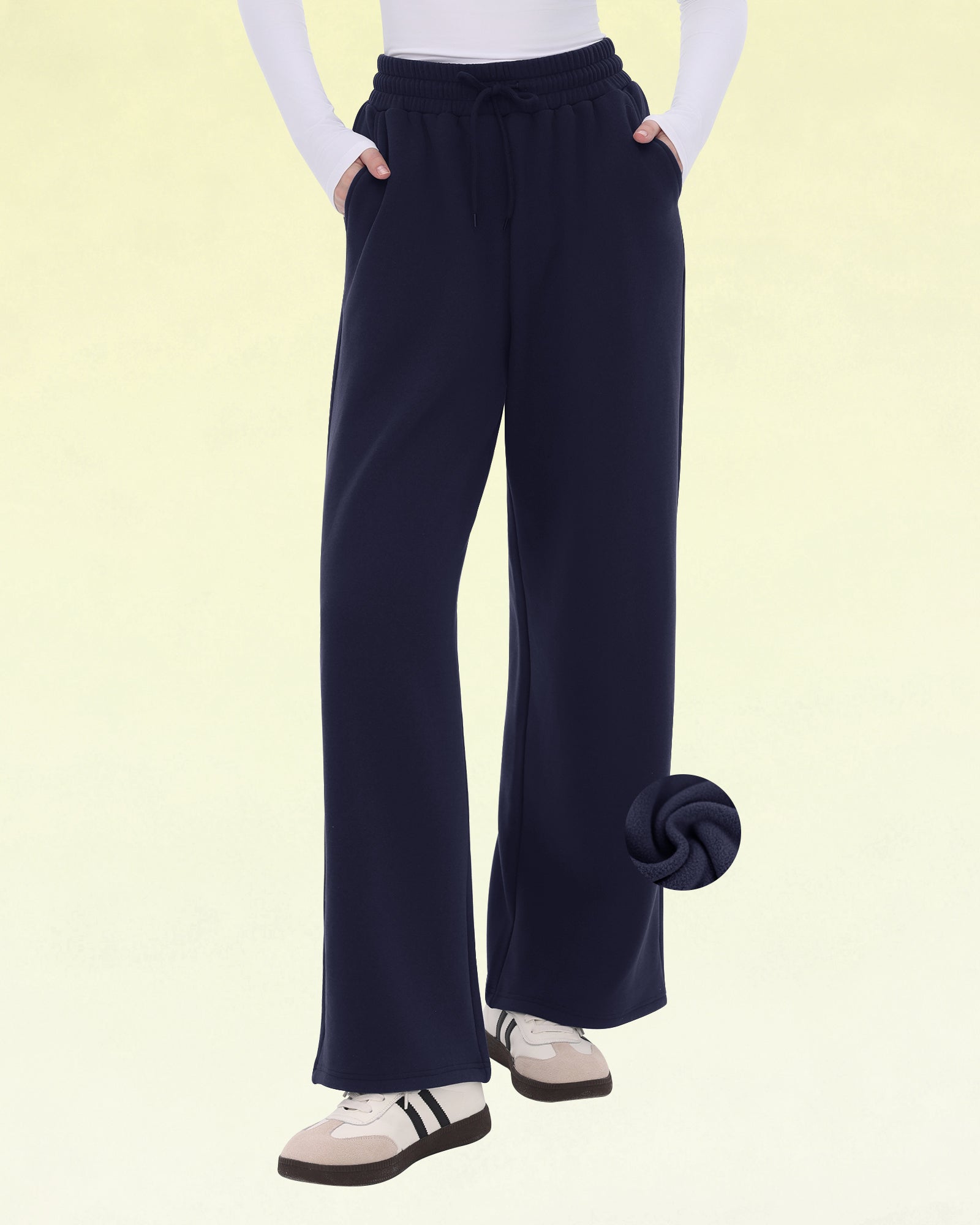 Women's Wide Leg Sweatpants - Fleece Lined, Straight Leg, Baggy, Warm