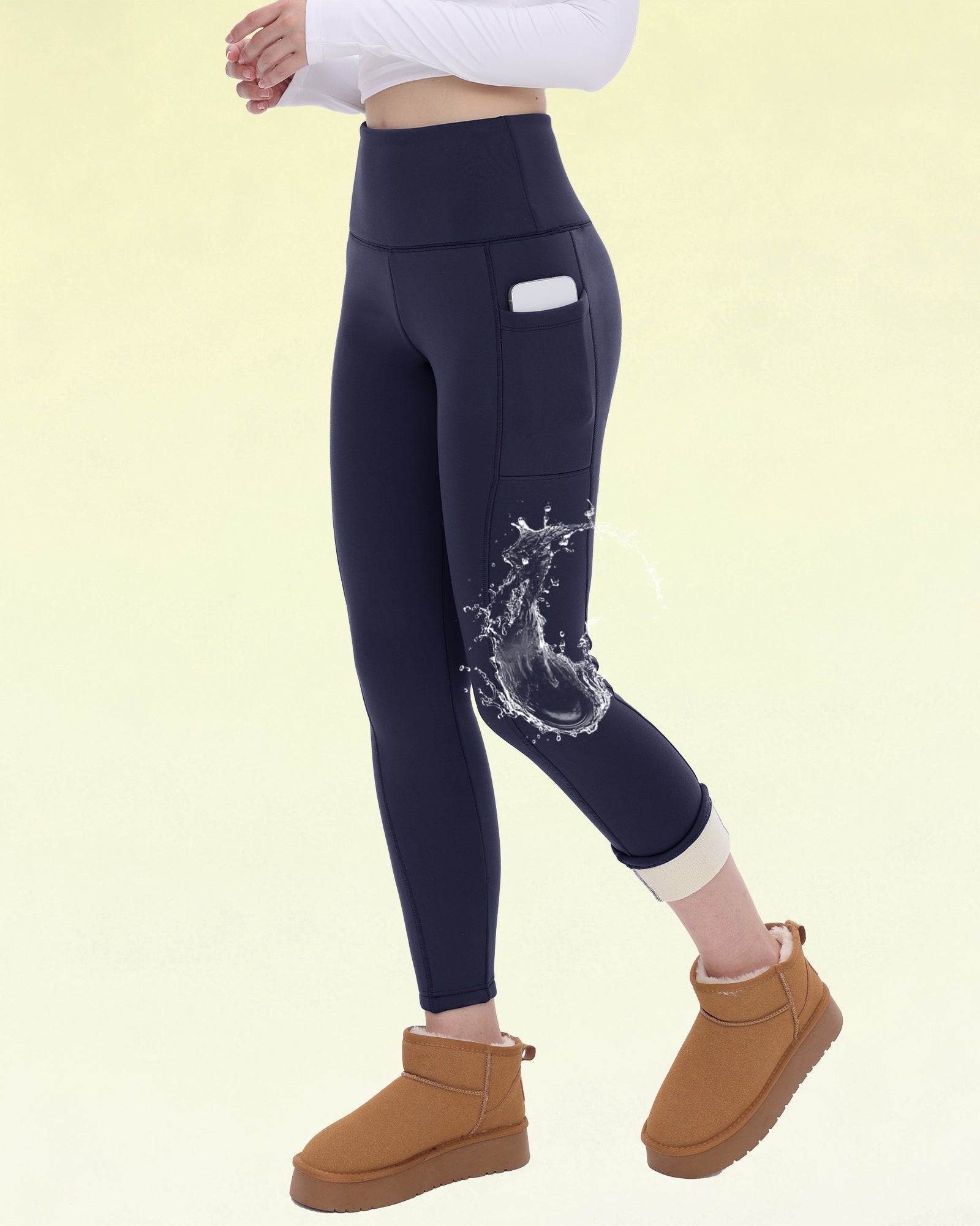 Water Resistant Fleece Lined Leggings with Pockets