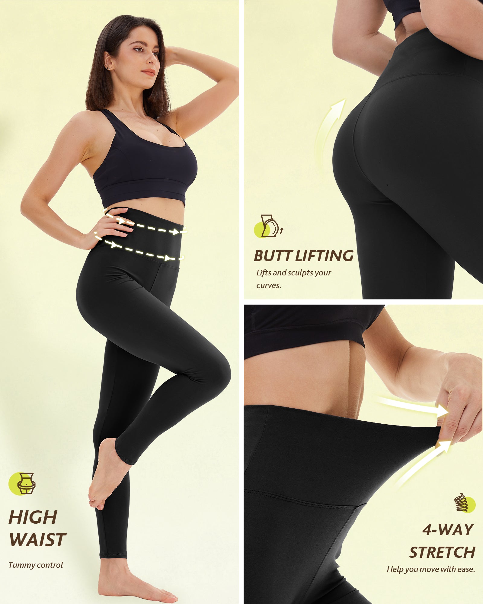 Women's 4-Pack Leggings - Ultra Soft, High Waisted, Tummy Control, Regular & Plus Size