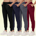 Women's 4-Pack Joggers with Pockets - Lightweight, Comfy, for Workout, Travel, Lounge