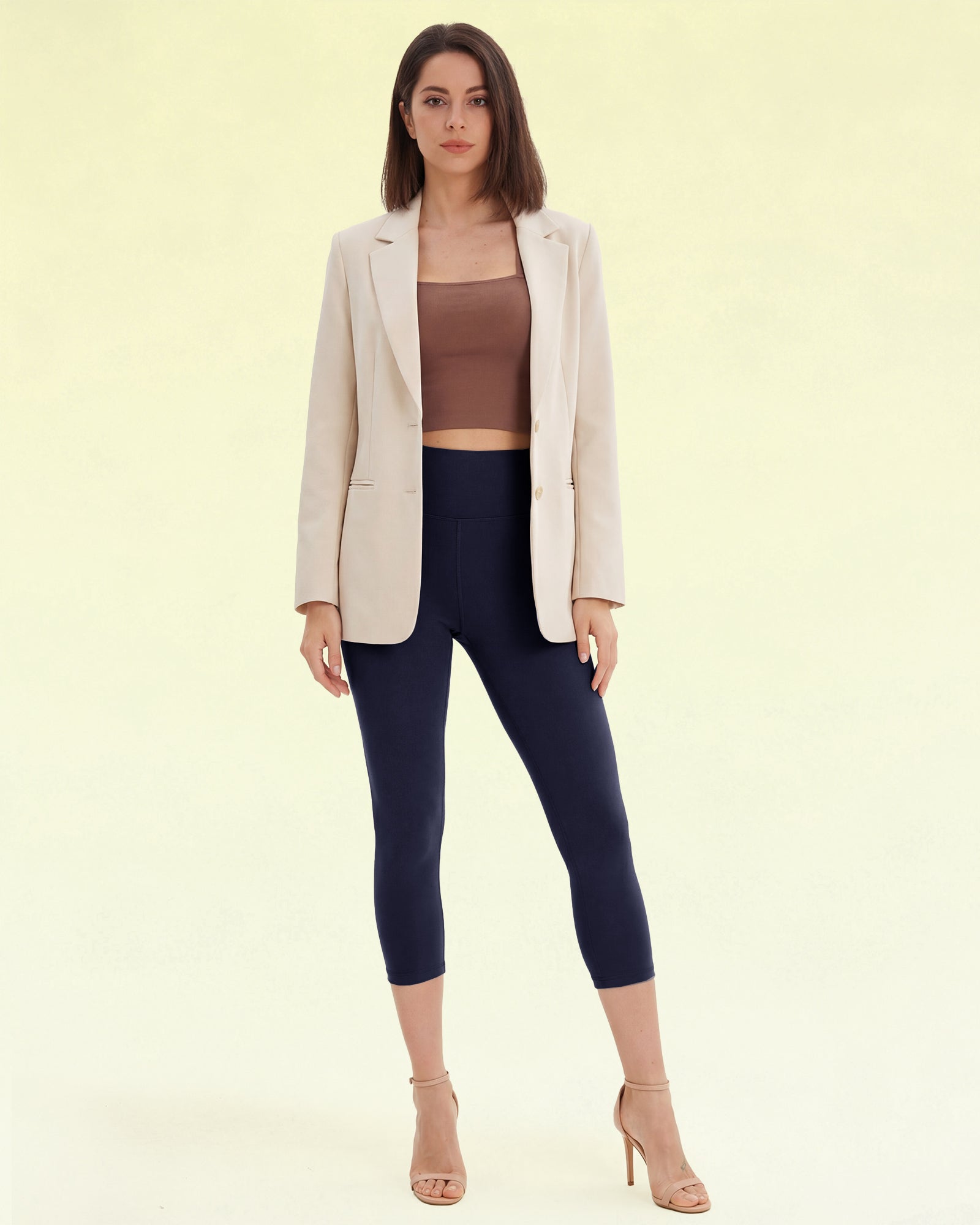 Women's 4-Pack Capri Leggings with Pockets - High Waisted and Tummy Control