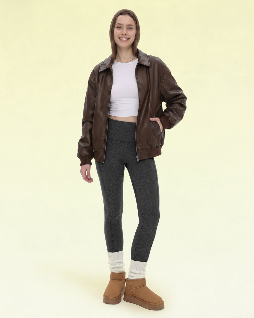 Water Resistant Fleece Lined Leggings with Pockets