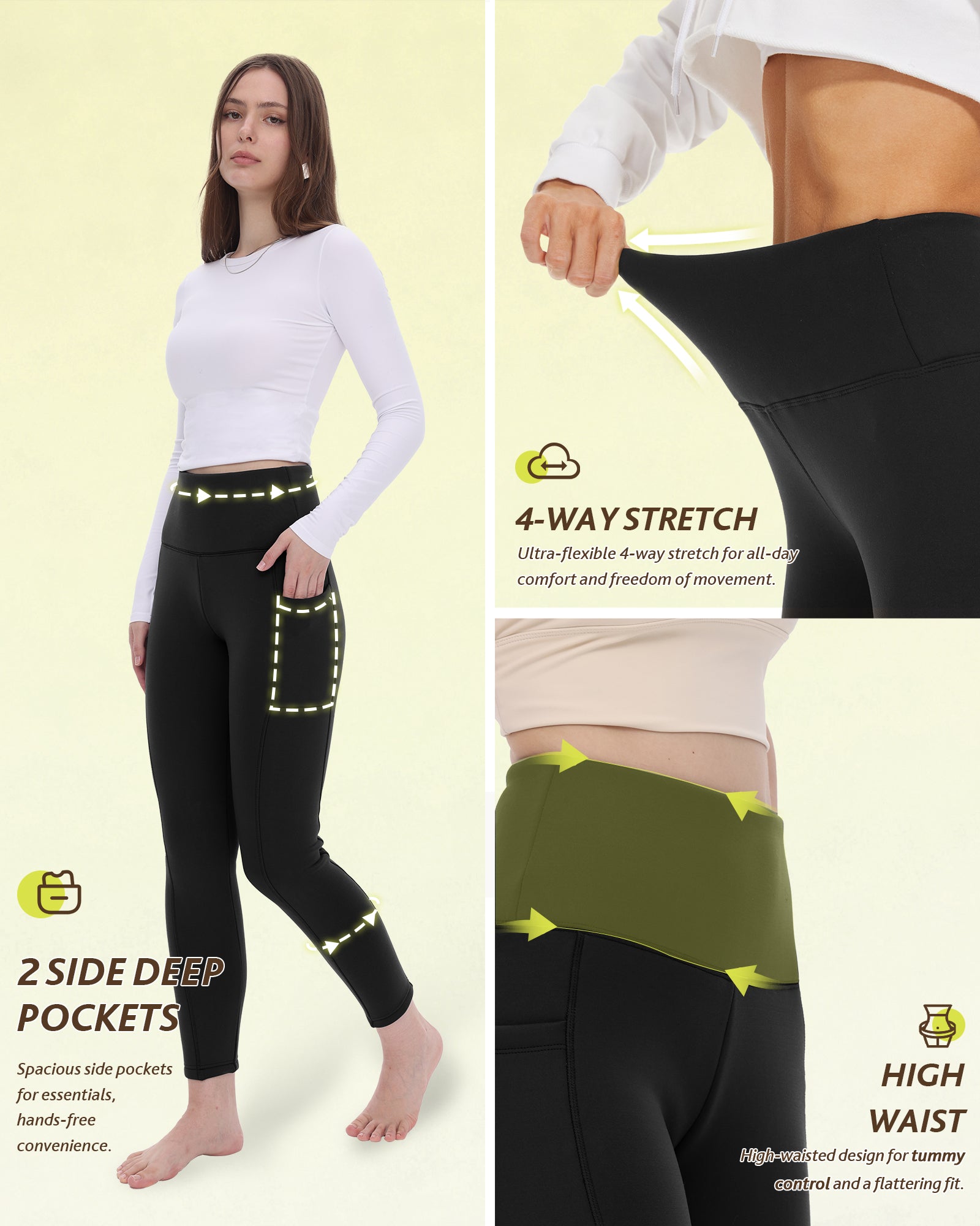 Water Resistant Fleece Lined Leggings with Pockets