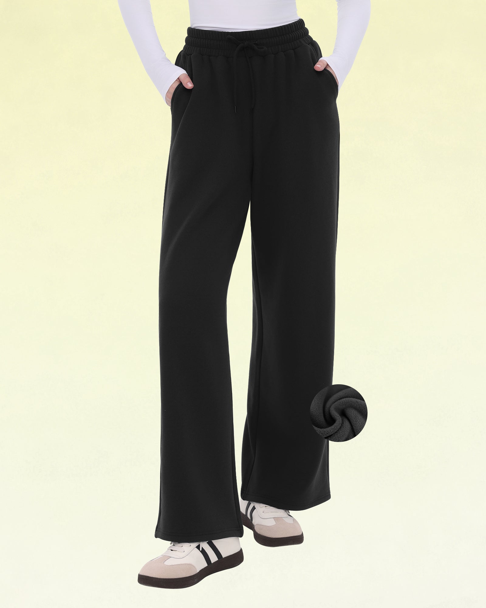 Women's Wide Leg Sweatpants - Fleece Lined, Straight Leg, Baggy, Warm