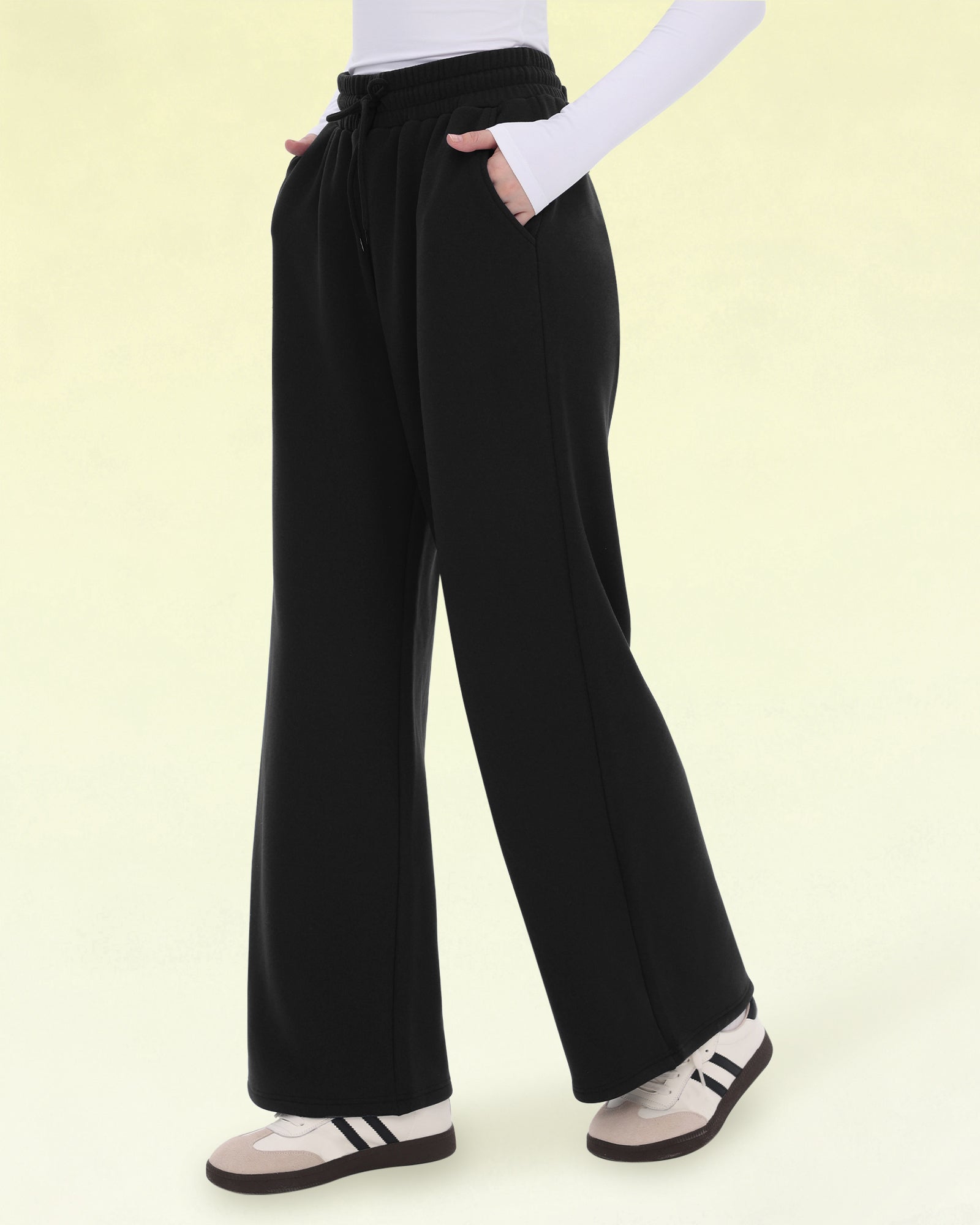 Women's Wide Leg Sweatpants - Fleece Lined, Straight Leg, Baggy, Warm