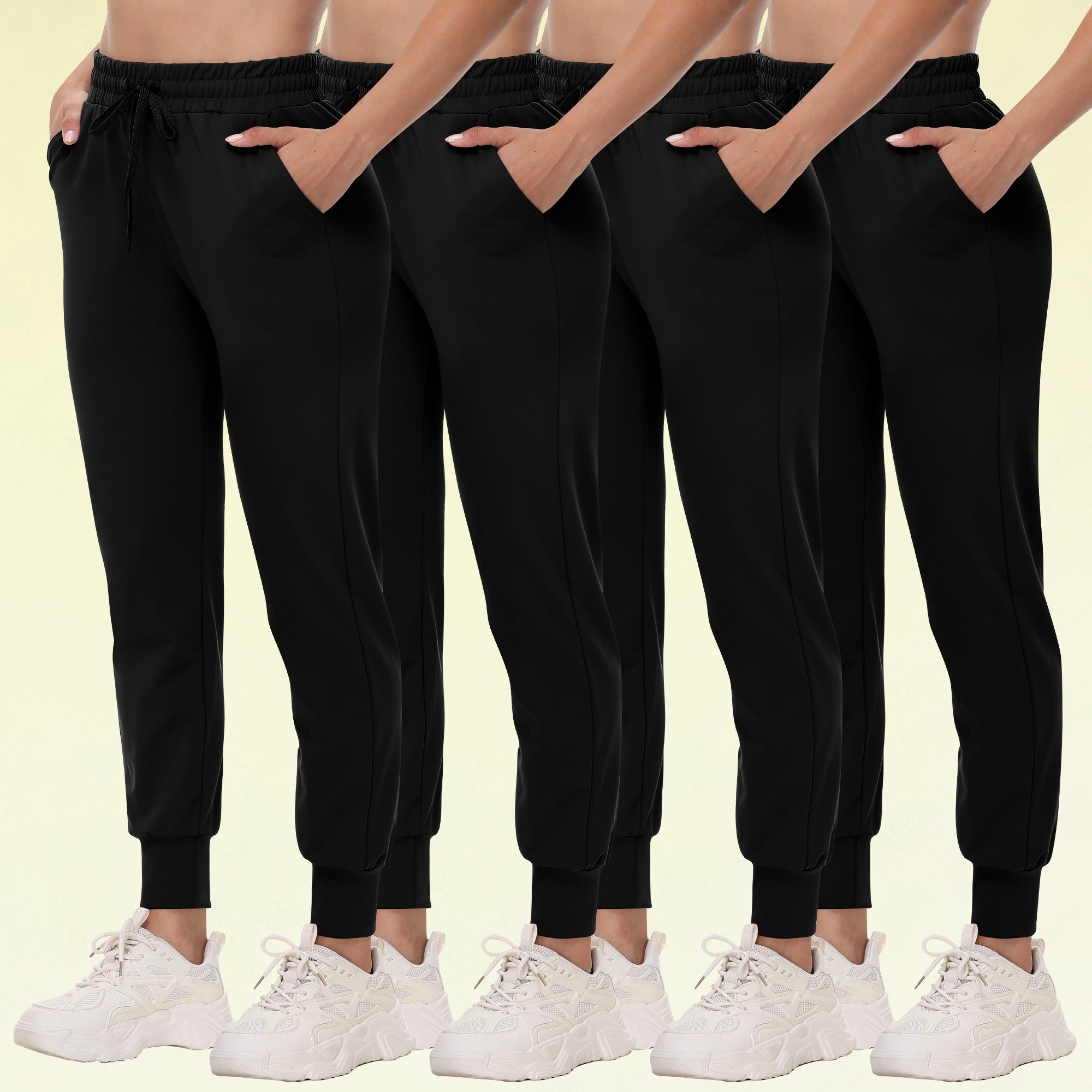 Women's 4-Pack Joggers with Pockets - Lightweight, Comfy, for Workout, Travel, Lounge