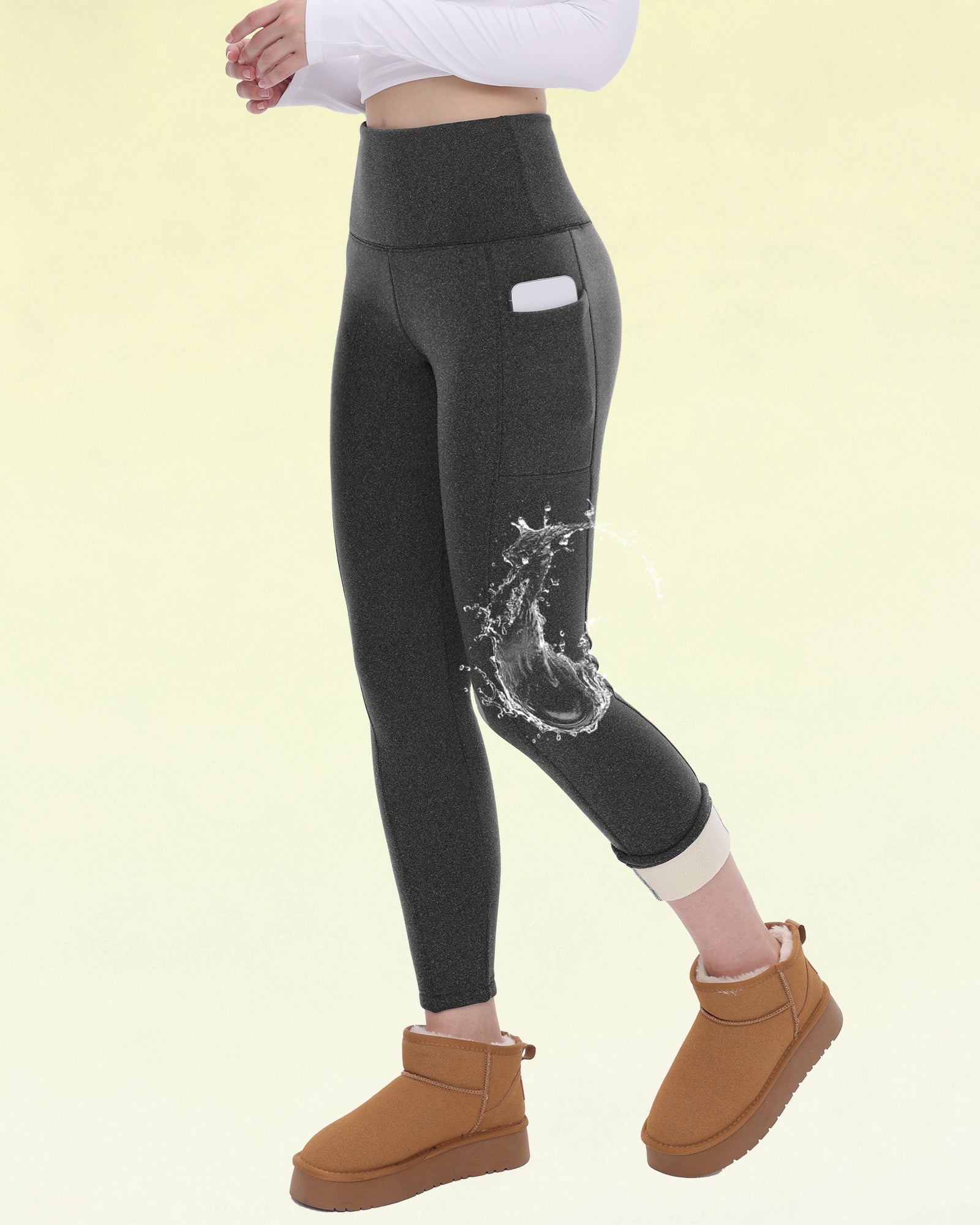 Water Resistant Fleece Lined Leggings with Pockets