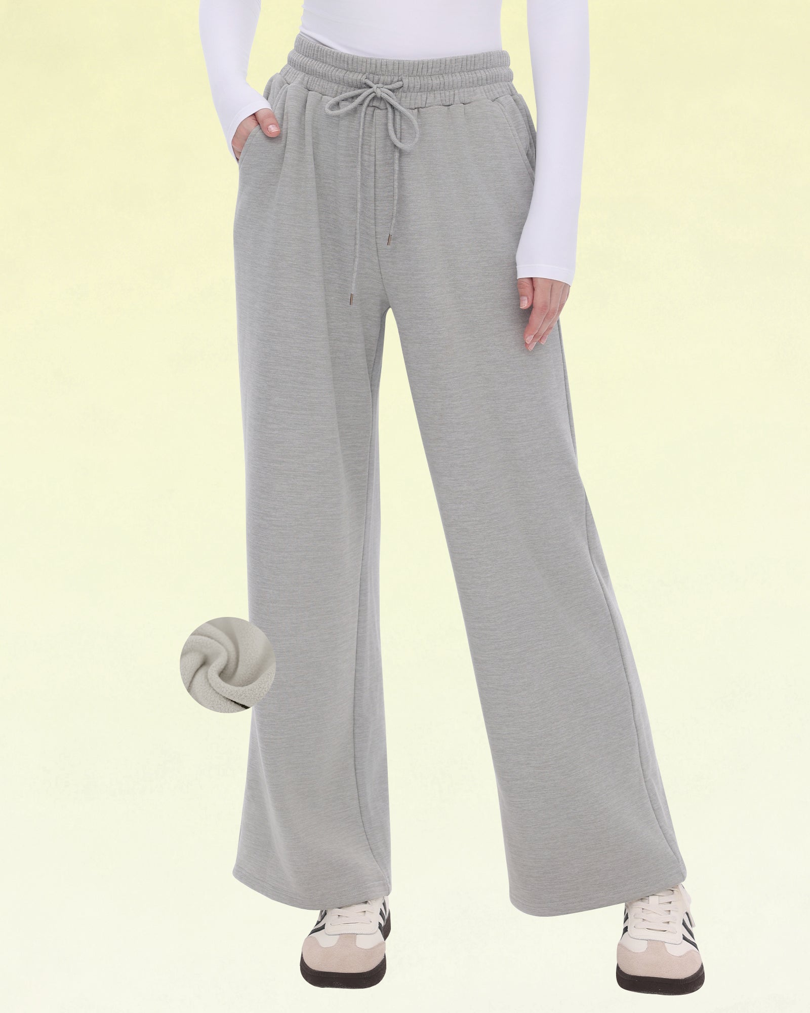 Women's Wide Leg Sweatpants - Fleece Lined, Straight Leg, Baggy, Warm